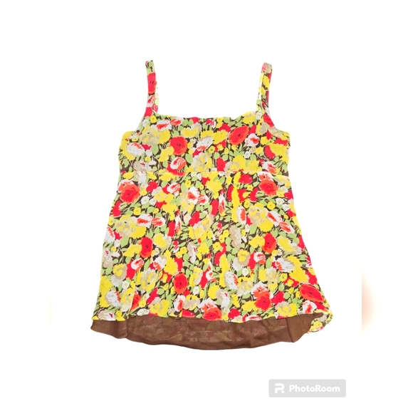 Anne Klein Floral & Brown Camisole Blouse Size XL - Picture 4 of 5